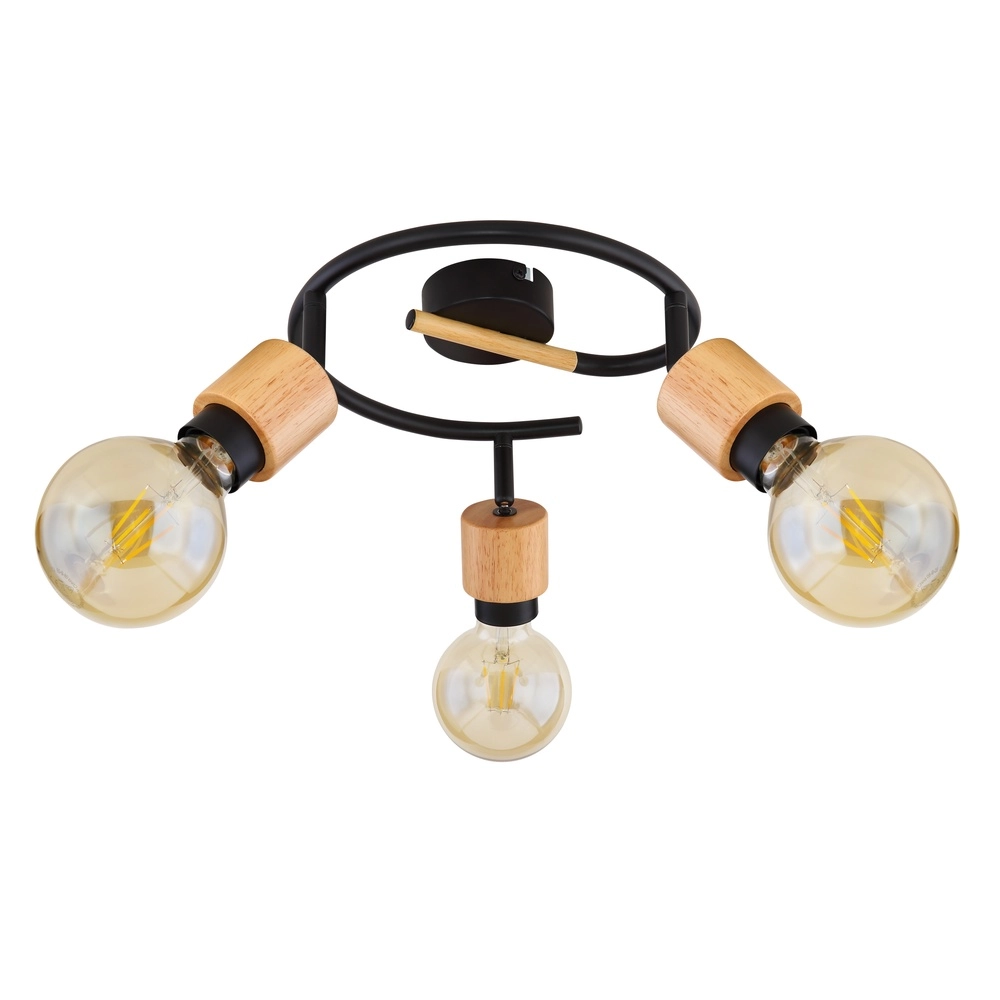 Lampe de plafond Jorna 3-noir clair avec bois Globo 9007371405282
