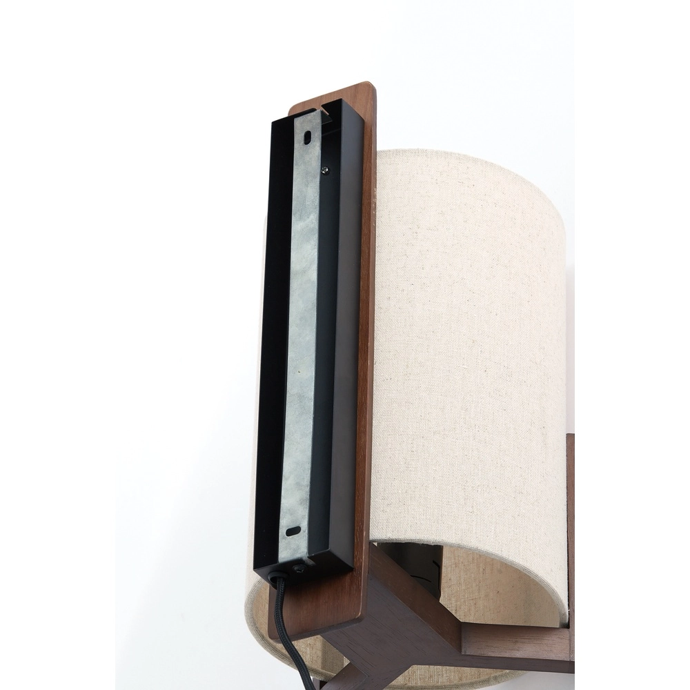 Lampe murale à design danois Litto brun noix avec lin Light & Living 8717807792732