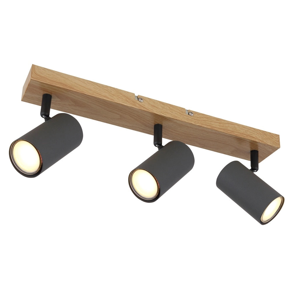 Lampe de plafond à 3 lampes Robby bois