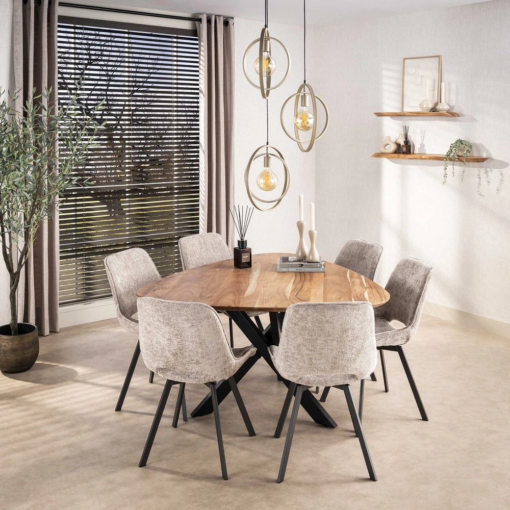 Table de salle à manger à 3 lampes suspendues Turn Ø 40 cm - sable - excl E27 Lyora 8716803513136