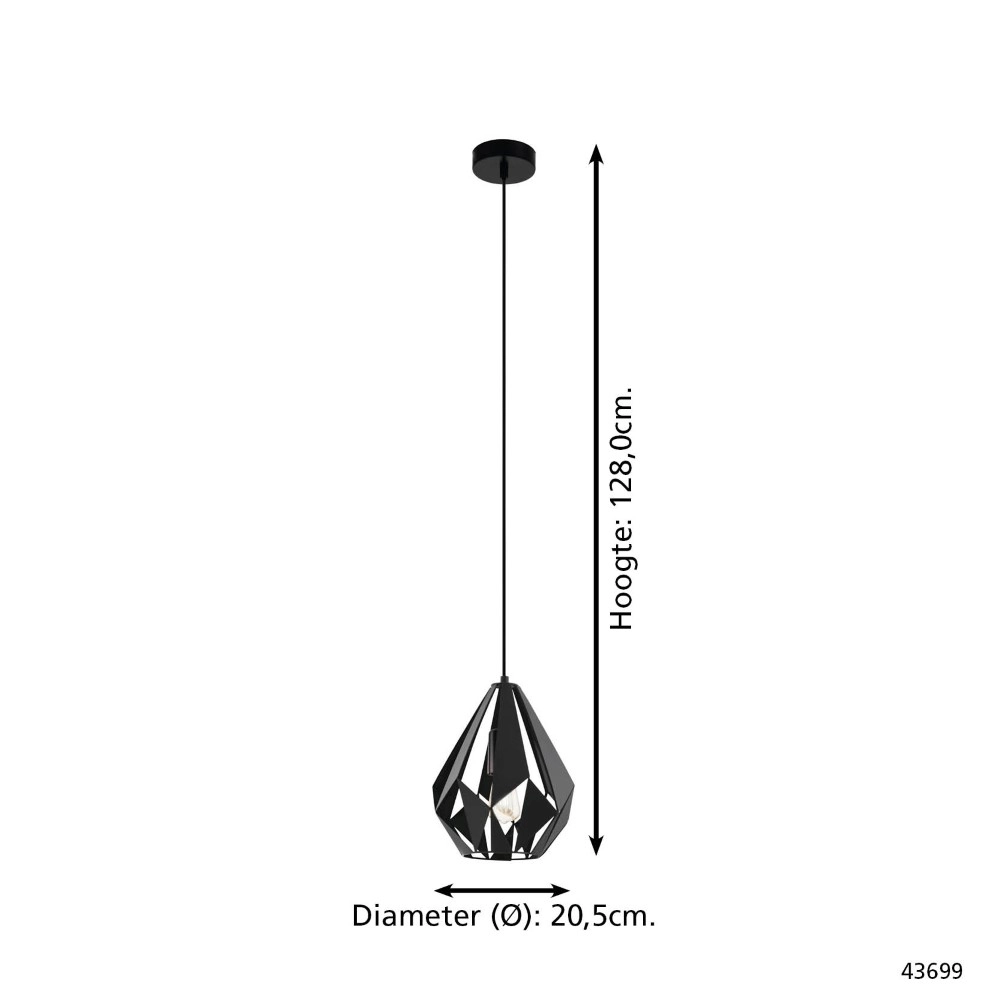 Suspension noire Carlton 5 Ø 20,5 cm Eglo 9002759436995