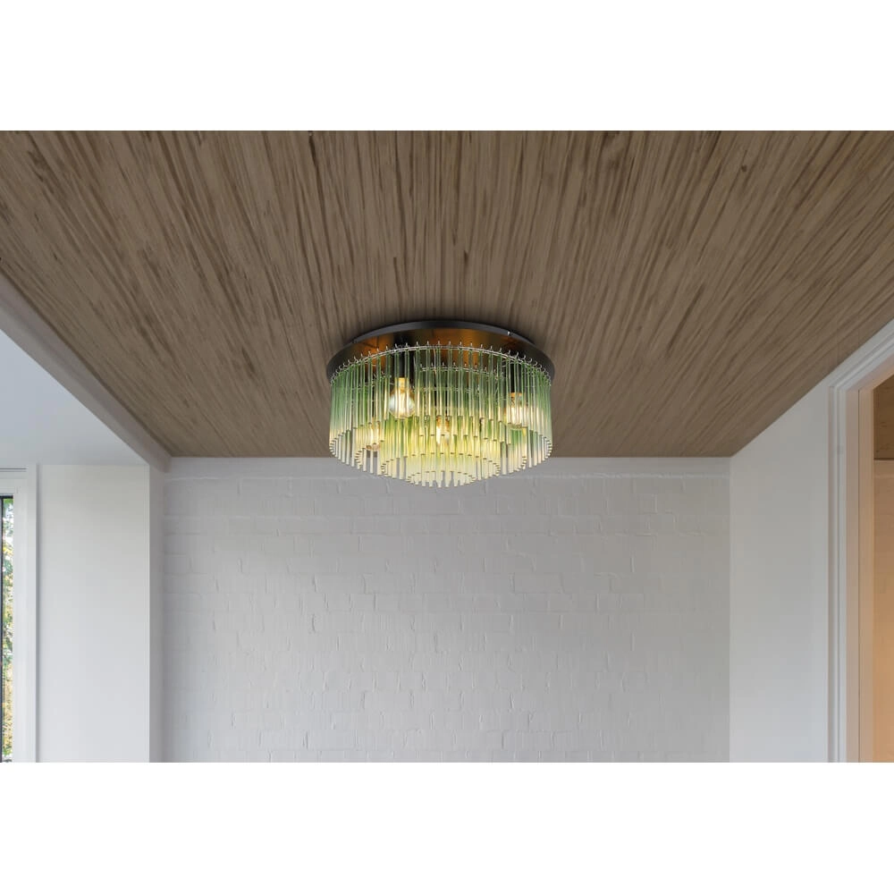 Plafonnier noir Gorley avec verre vert Ø 50cm Globo 9007371471980