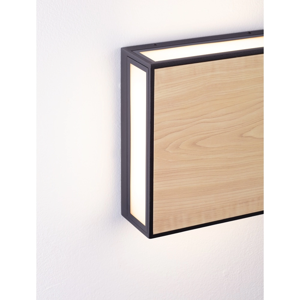 Applique murale carrée Astral anthracite avec bois Lyora 5212017449924