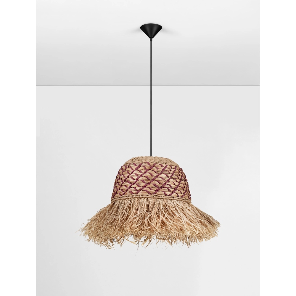 Lampe en paille Sorello Rouge avec marron Lyora 5212017477408