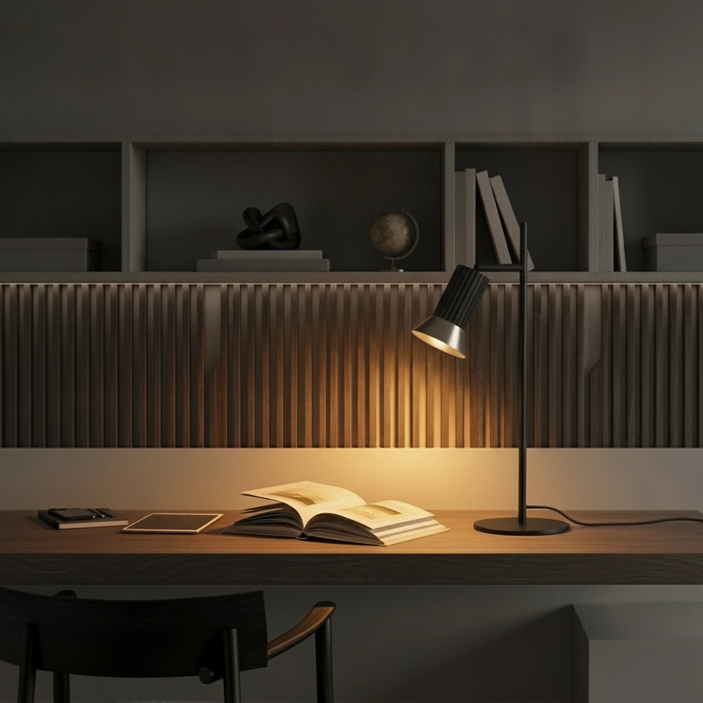 Lampe de table design Luvia noir avec bronze