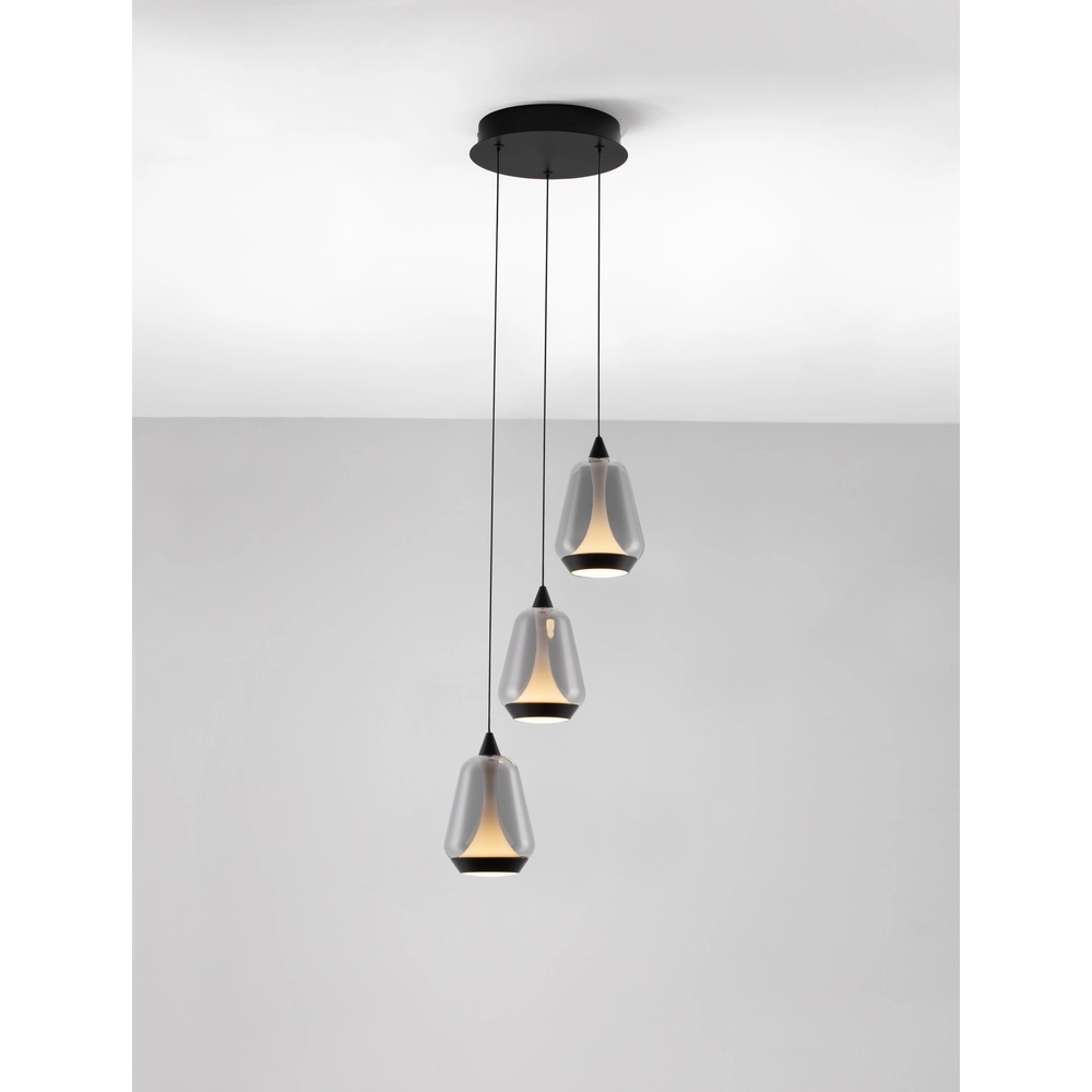 Suspension design Alish Verre fumé à 3 lumières Lyora 5212017477705