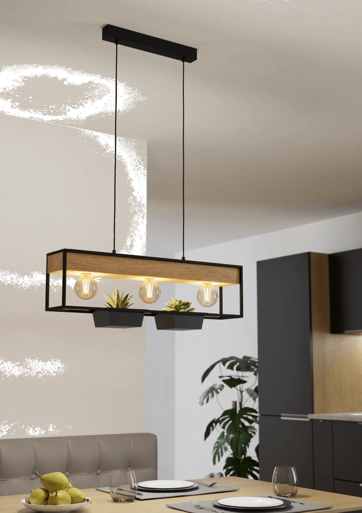Lampe suspendue Libertad 1 avec du bois Eglo 9008606243501