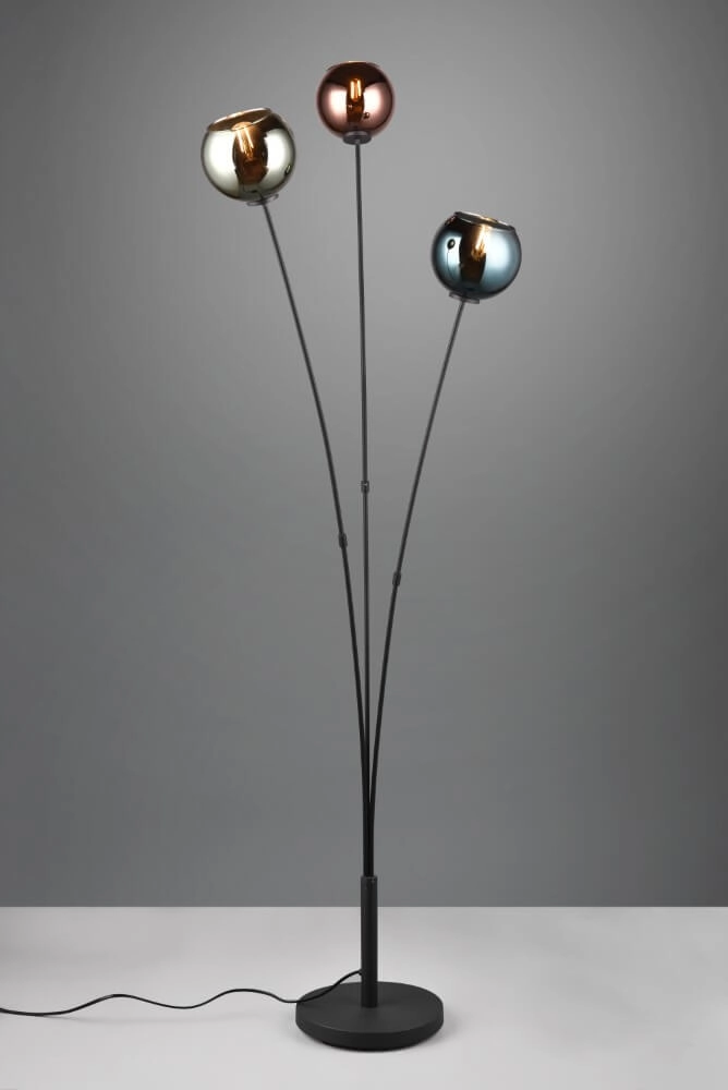 Lampe sur pied design Sheldon noir avec verre fumé Trio 4017807585261