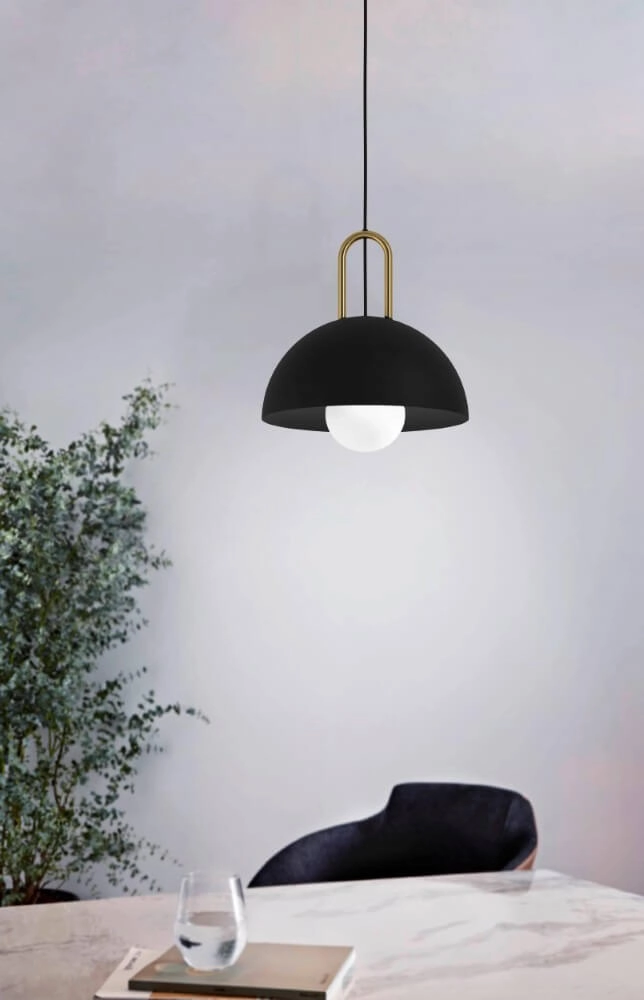 Lampe suspendue Calmanera noir avec de l'or Eglo 9002759996932