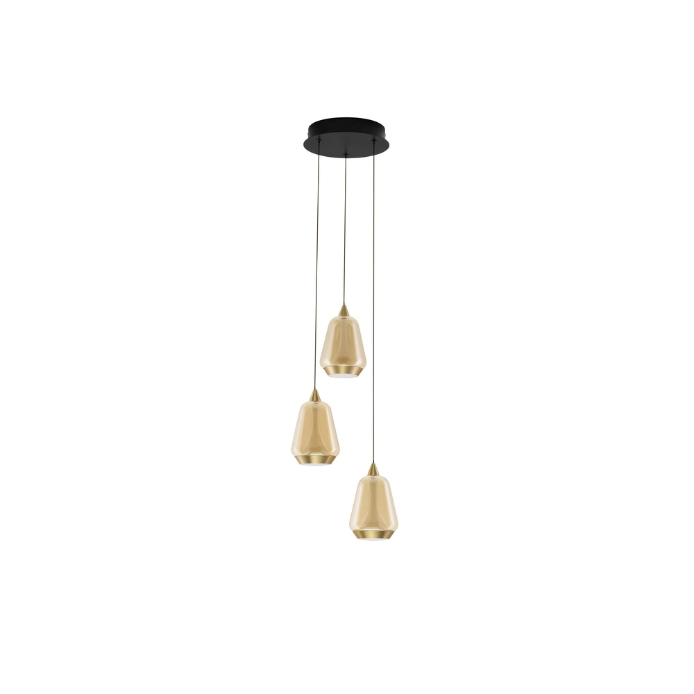 Suspension design Alish Verre ambré à 3 lumières Lyora 5212017477712