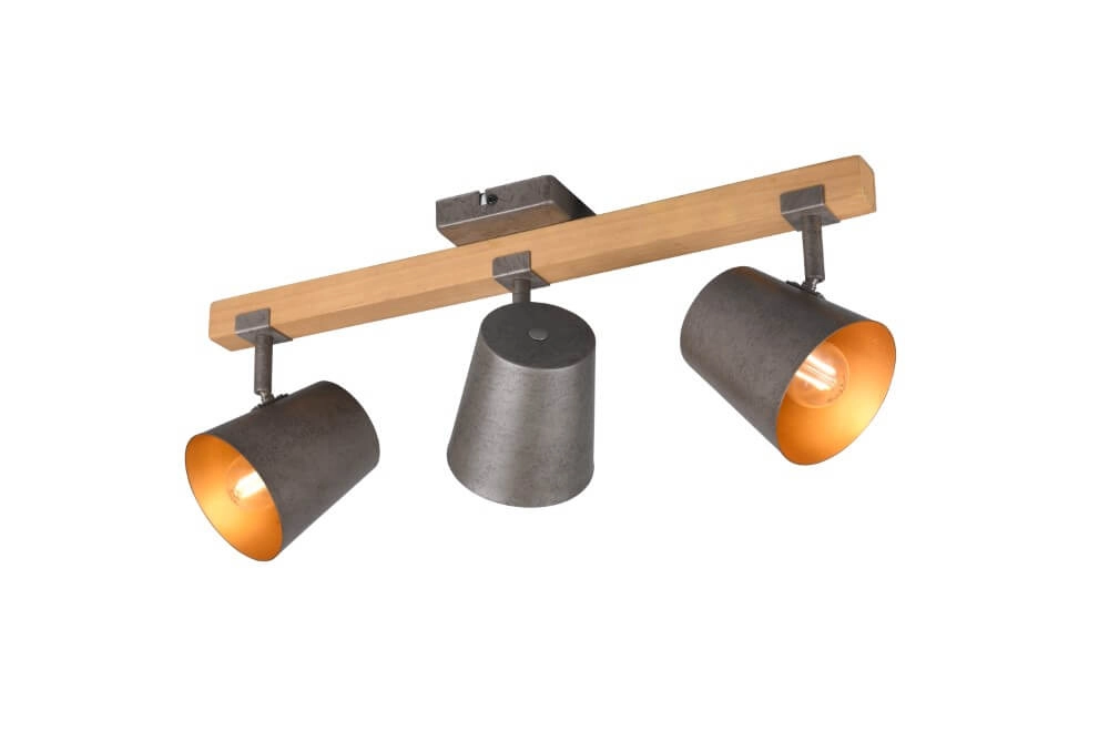Place Bell Gris antique 3 lumières avec bois Trio 4017807502589