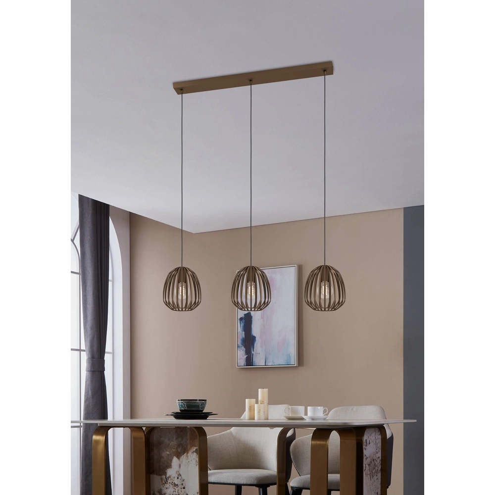 Lampe de table en bronze Espinal Ø 19,5cm - 3x E27 Eglo 9008606312597