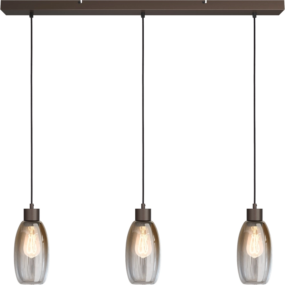 Lampe suspendue en verre Olive 3x Ø 12,5cm - cacao
