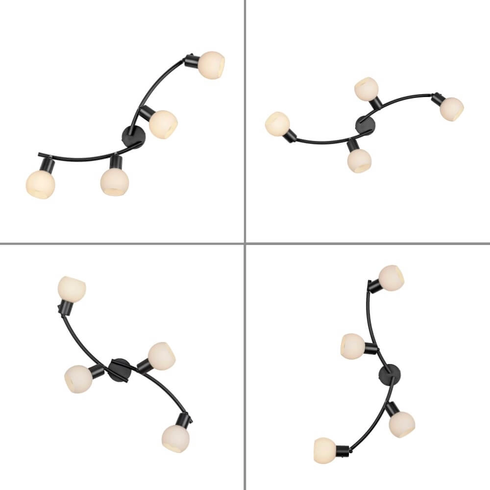 Plafonnier noir Loki 4 lumières Just Light 4043689000790