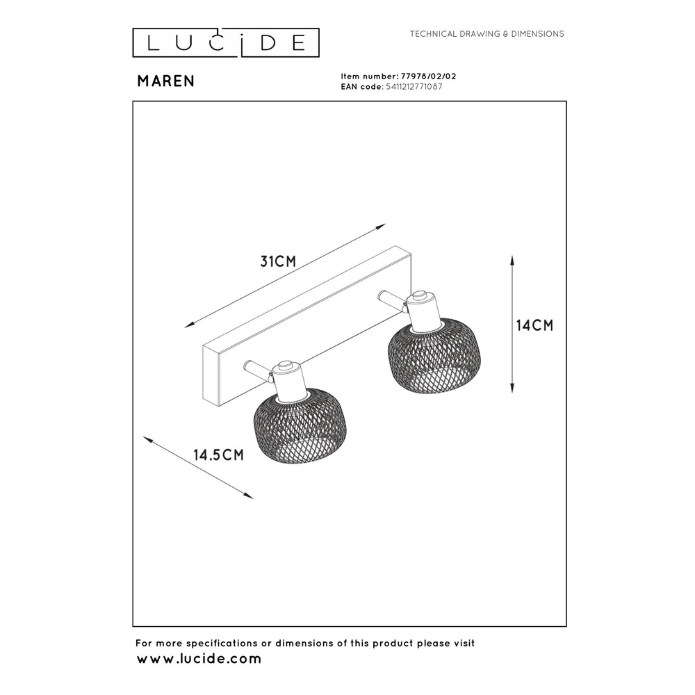 Éclairage de plafond Maren Or 2-léger Lucide 5411212771087