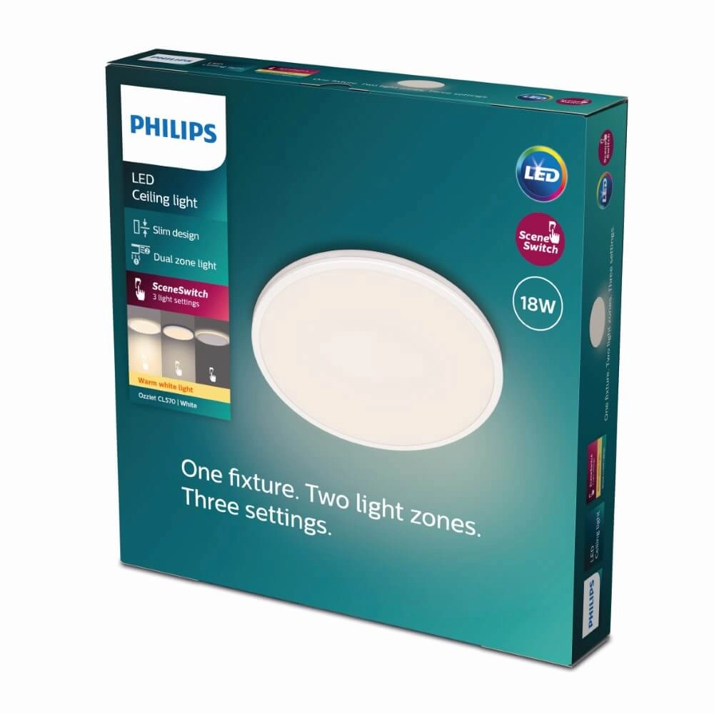 Plafonnier noir Ozziet Ø 30 cm Philips 8719514431904