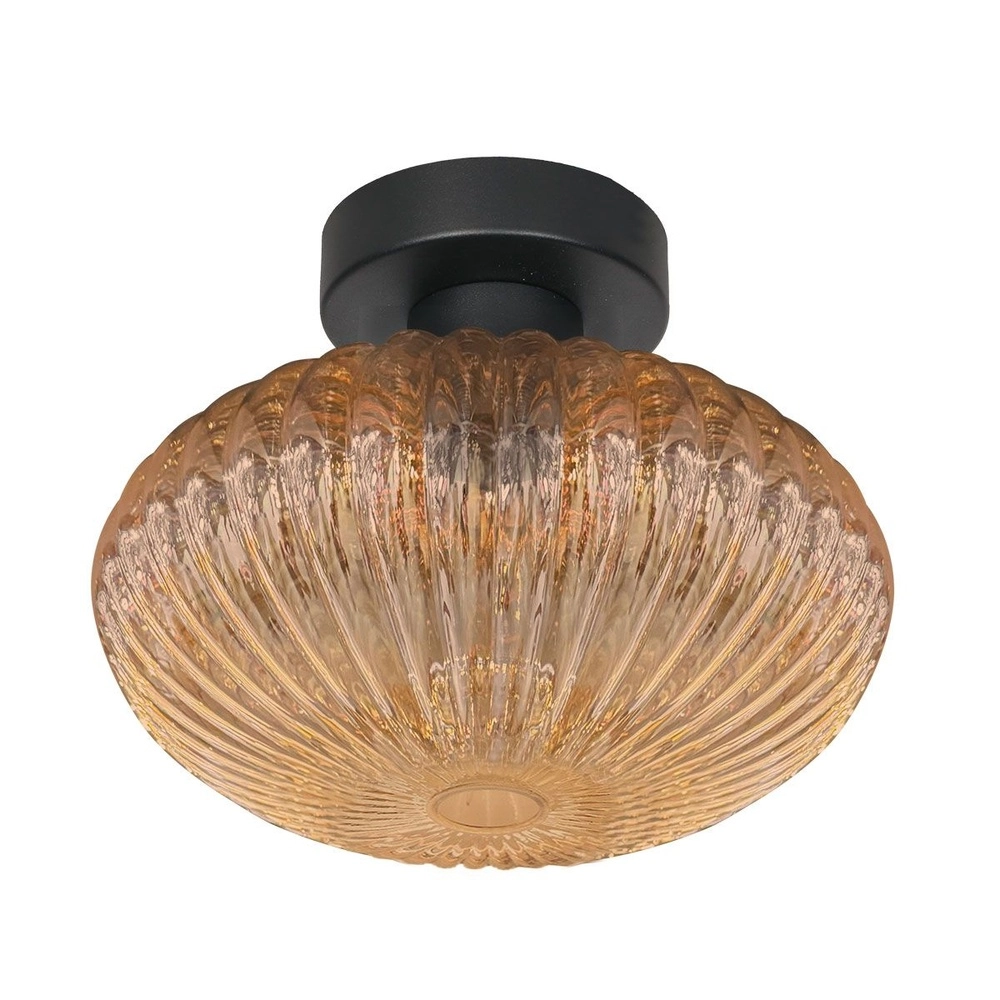 Plafonnier Bloeba noir avec verre ambré Steinhauer 8712746179170