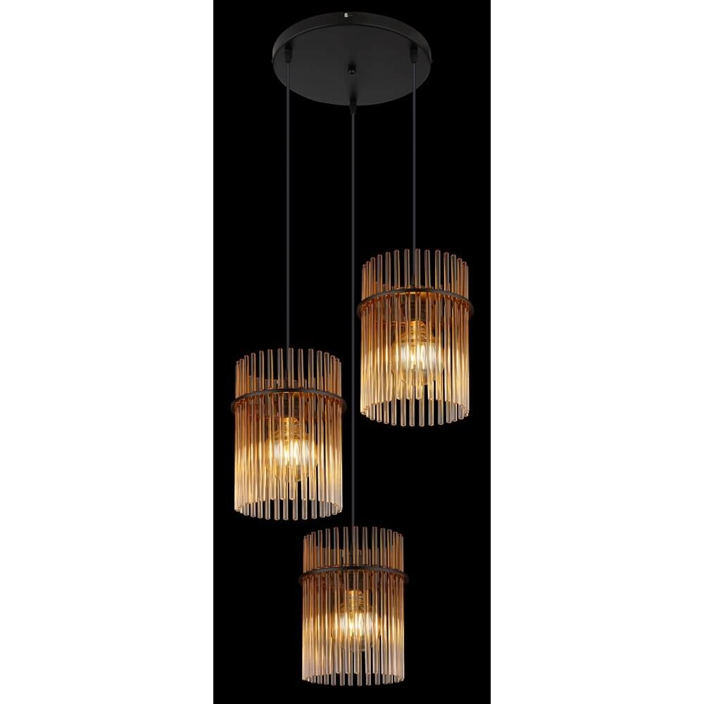 Suspension noire Gorley avec verre ambré rond Ø 47cm Globo 9007371471997