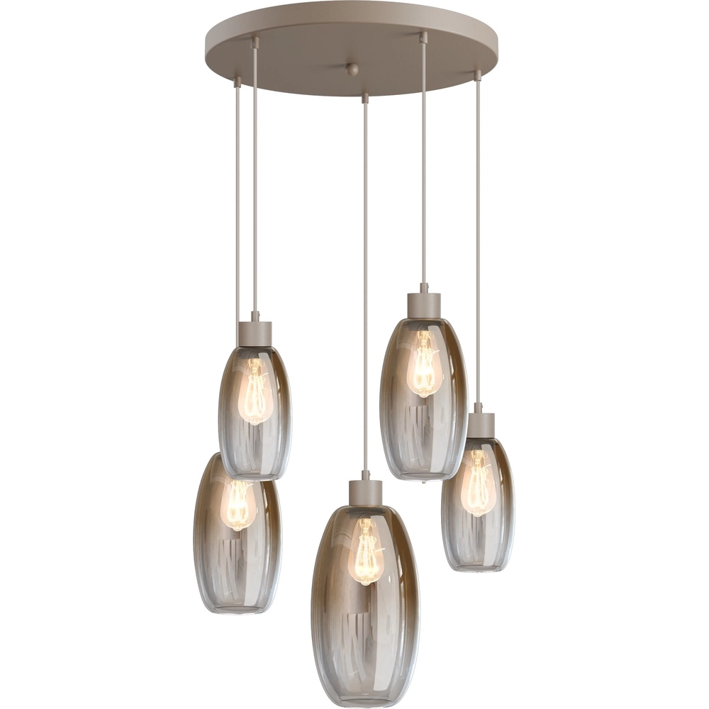 Lampe pendante Vide Olive avec 5 verres - sable - Ø50cm