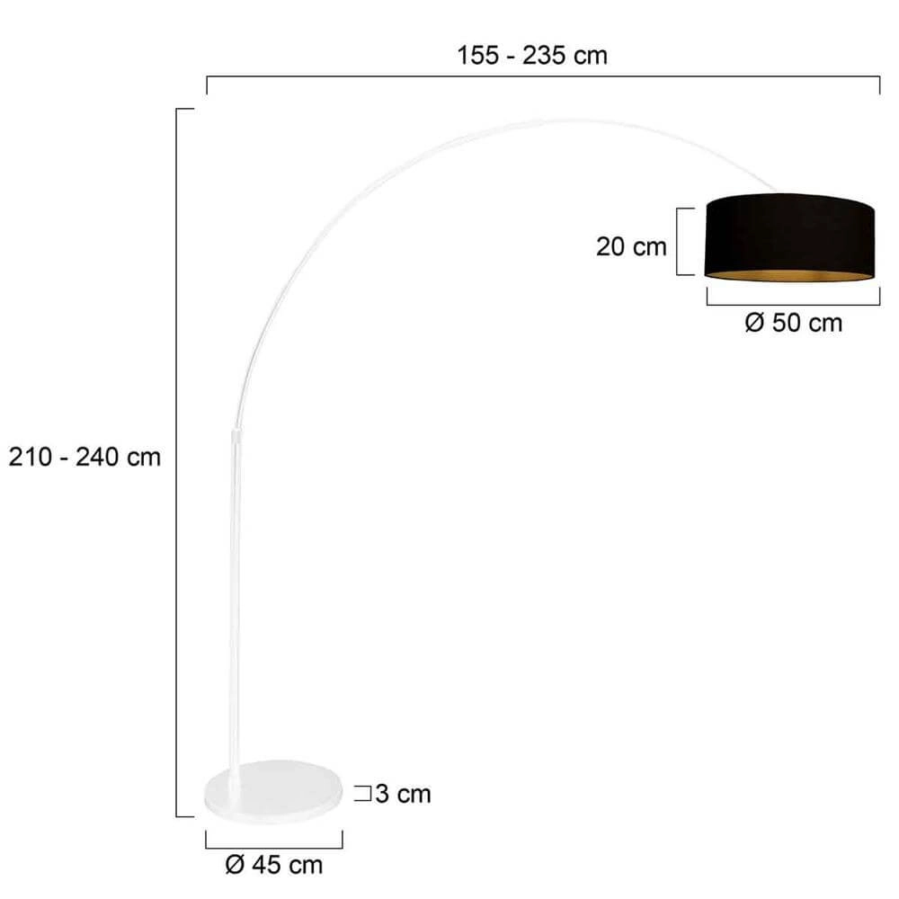 Lampe à arc Sparkled Light blanc avec capuche noire Steinhauer 8712746175523