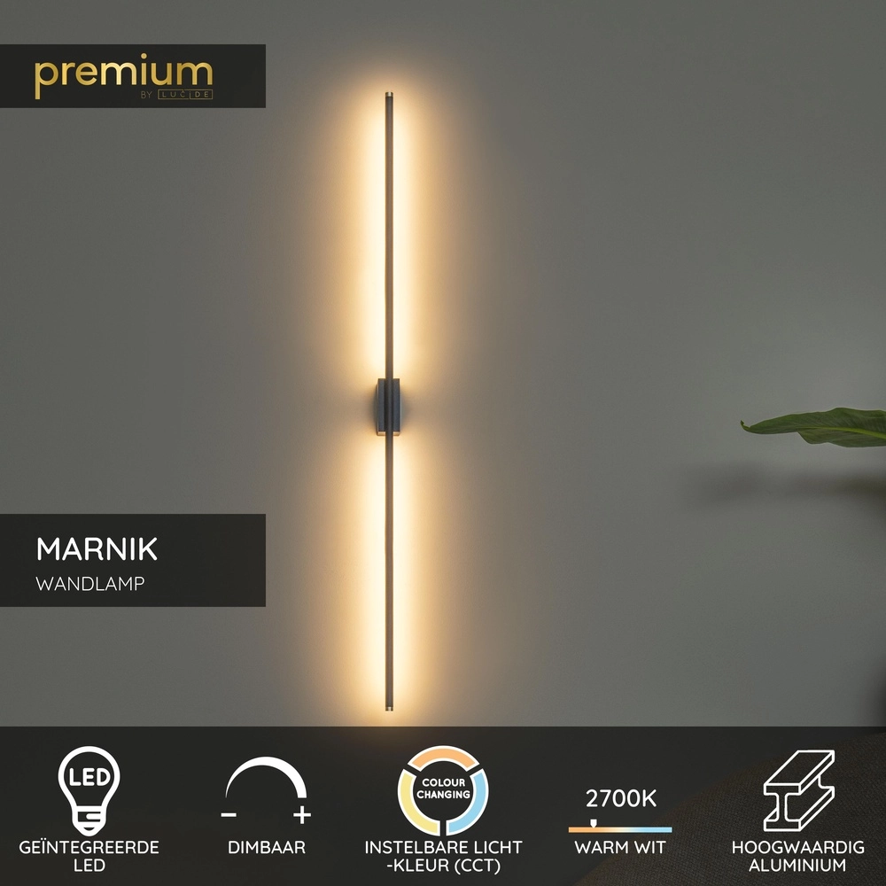 Lampe murale Marnik 94,5 cm noir Premium by Lucide 5411212421173