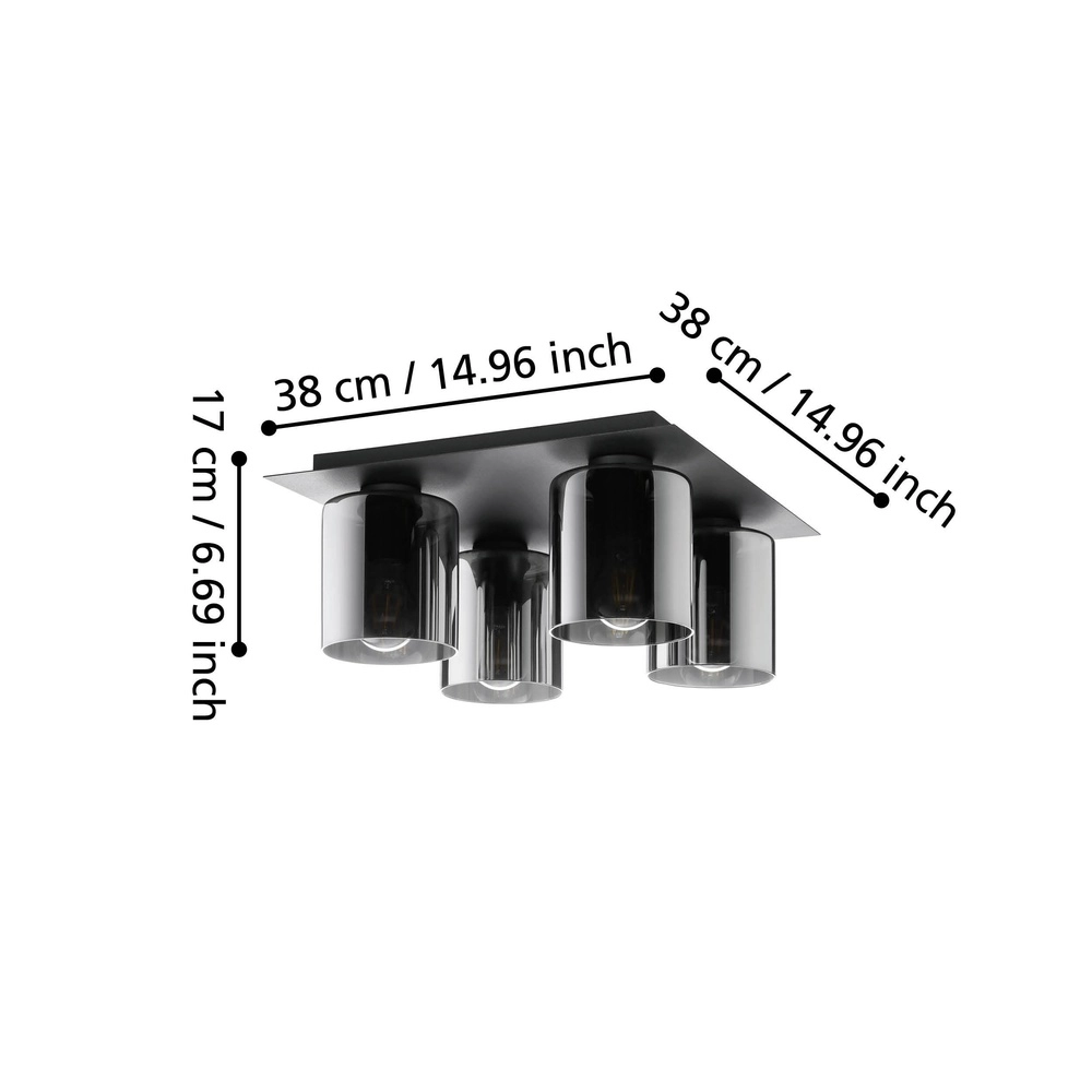 Lampe de plafond Gorosiba 1 38x38cm - avec verre fumé Eglo 9002759996321