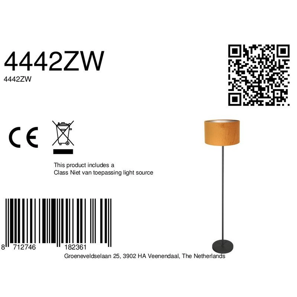 Lampadaire noir Noor avec capuchon doré Steinhauer 8712746182361