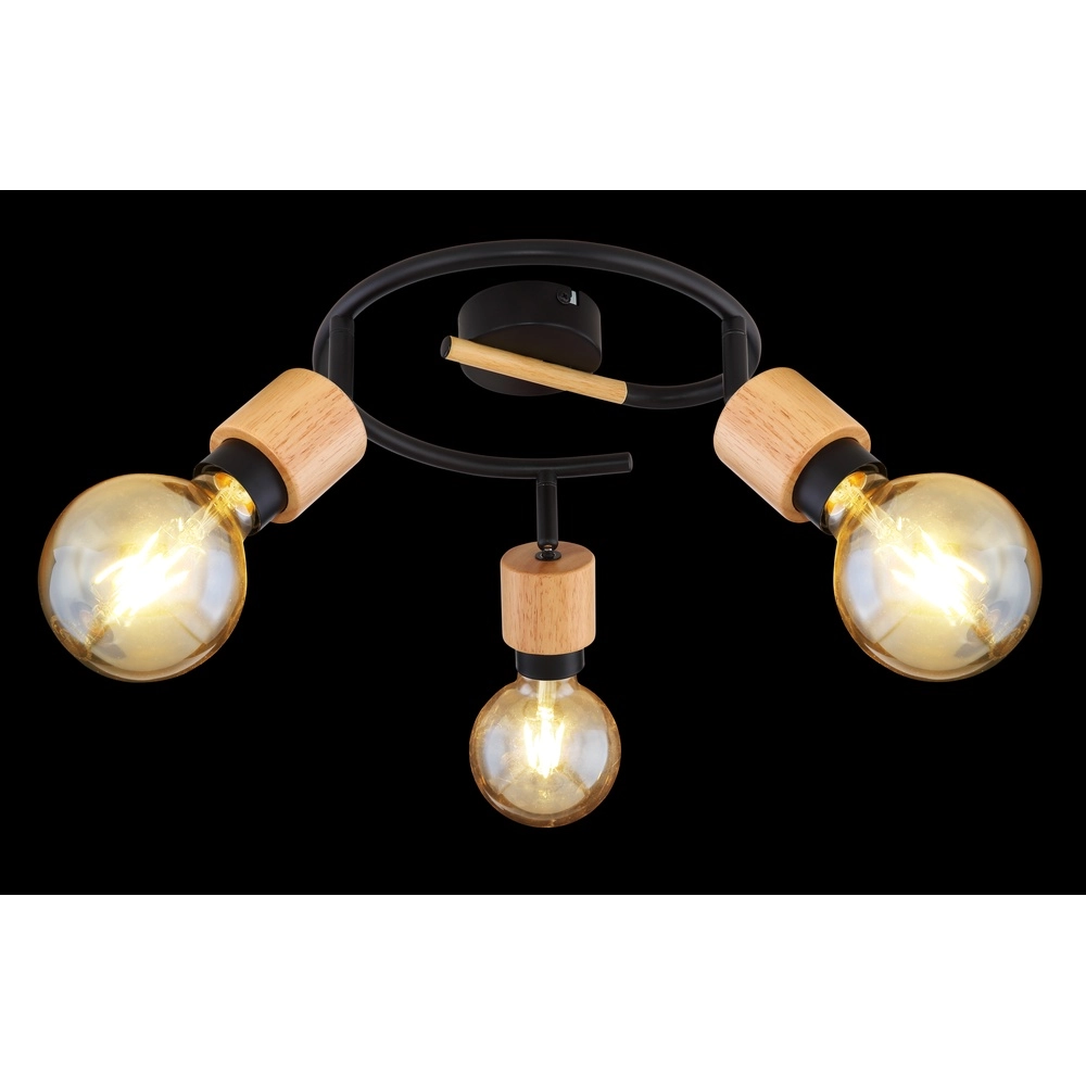Lampe de plafond Jorna 3-noir clair avec bois Globo 9007371405282