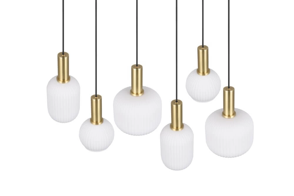 Lampe suspendue pour salle à manger Diva 6 lumières - verre blanc Trio 4017807614510