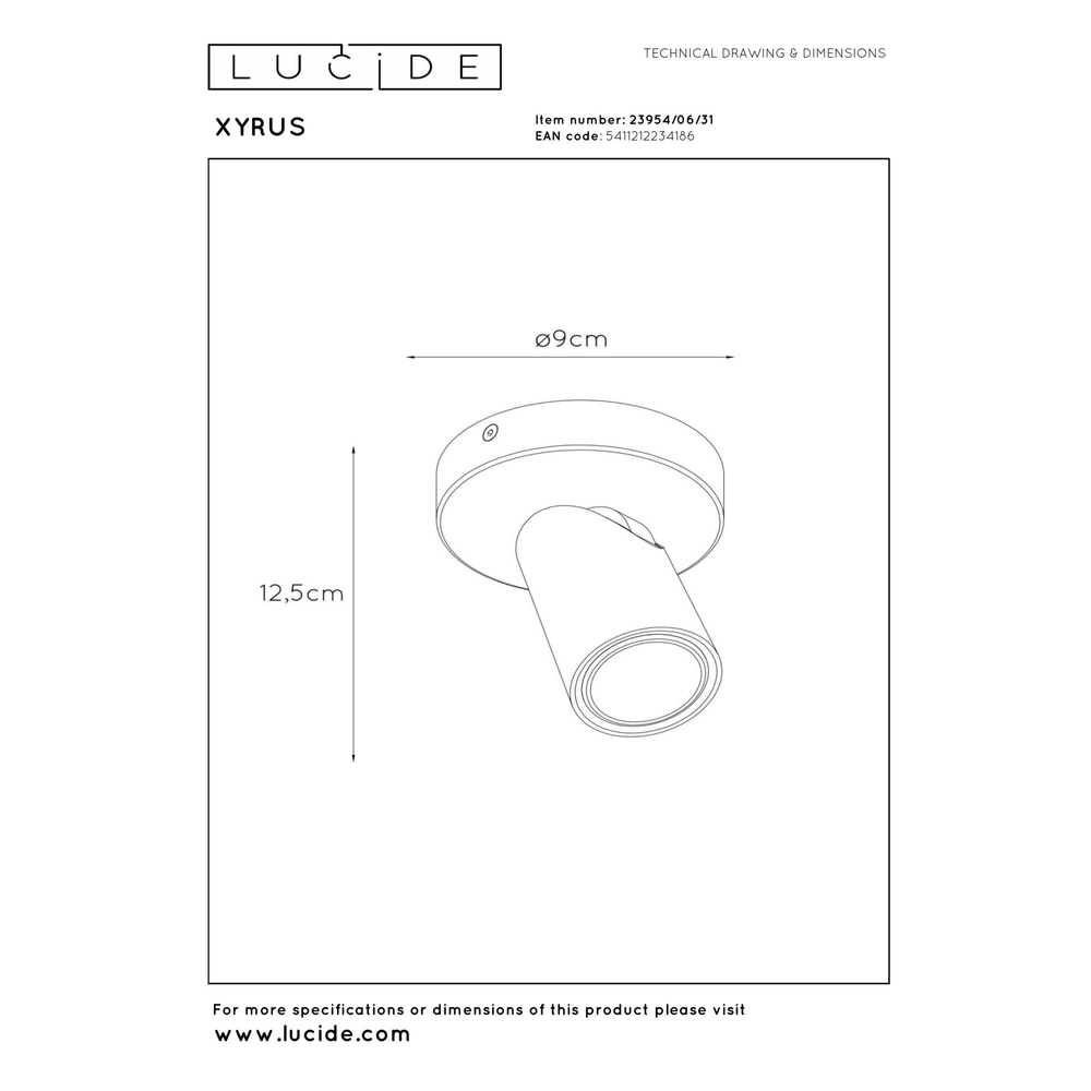 Projecteur de plafond Xyrus Blanc Lucide 5411212234186