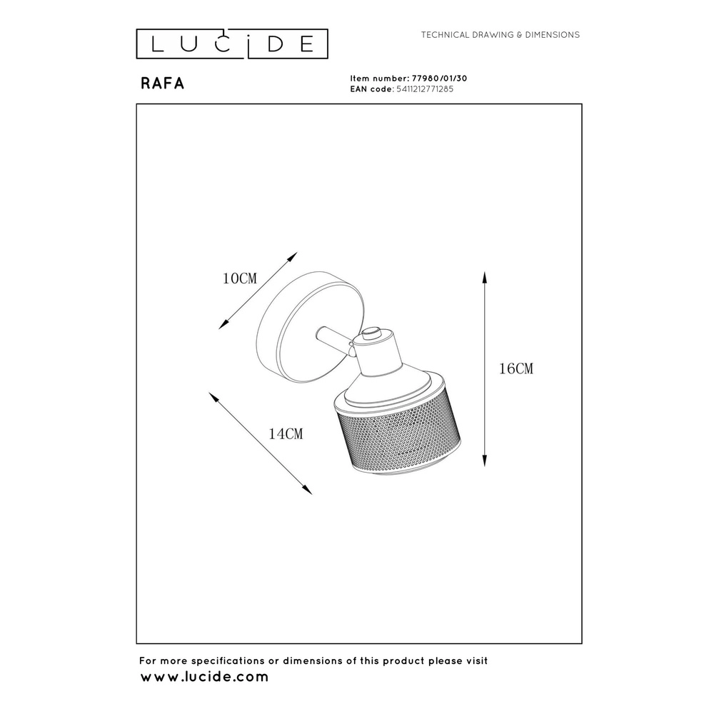 Lampe de plafond Rafa noir avec cuivre Lucide 5411212771285
