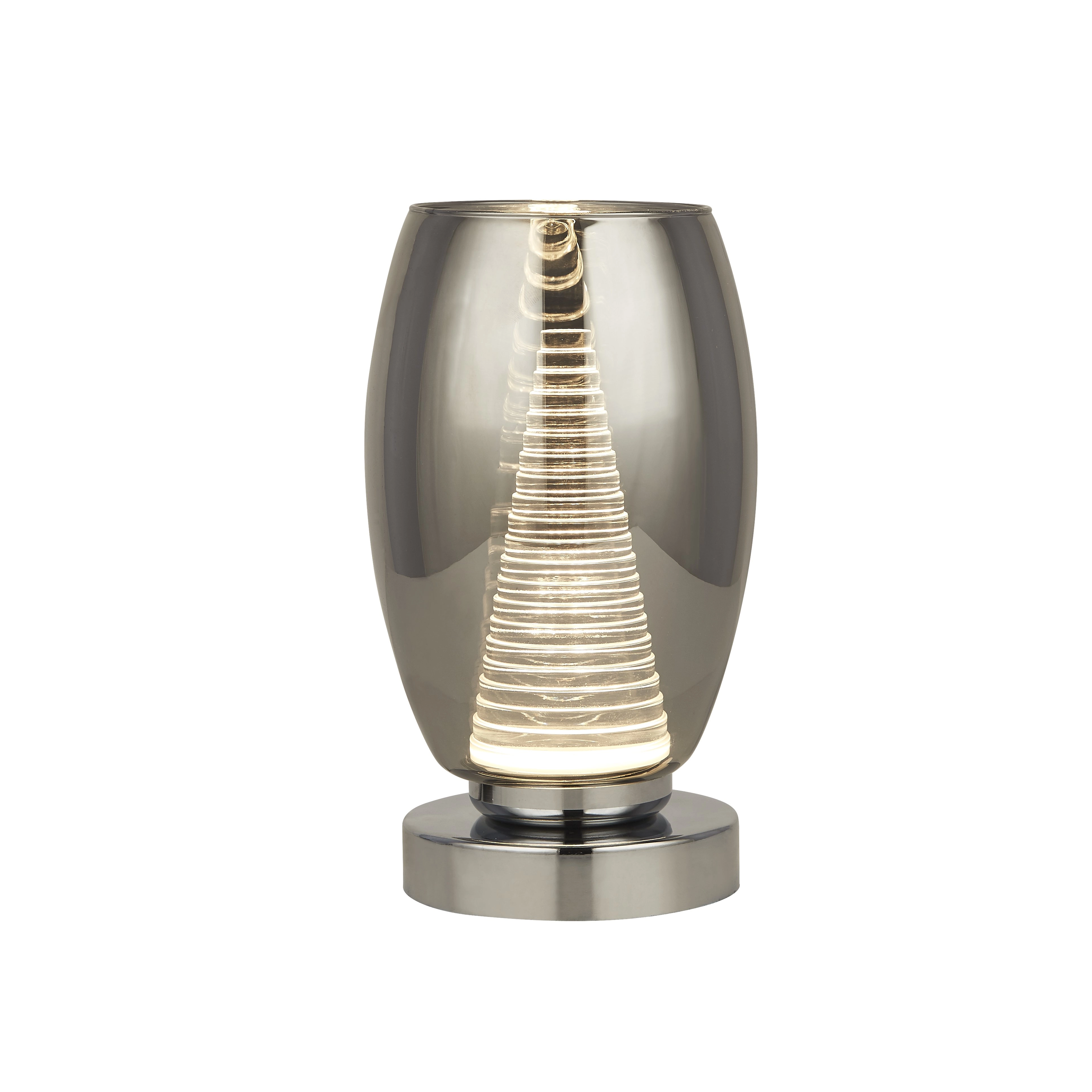 Lampe de table Cyclone chrome avec verre fumé Searchlight 5053423176031