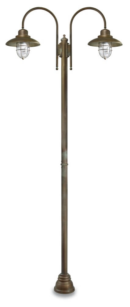 Lampe sur pied Patio Cage L - laiton vieilli 2 lumières