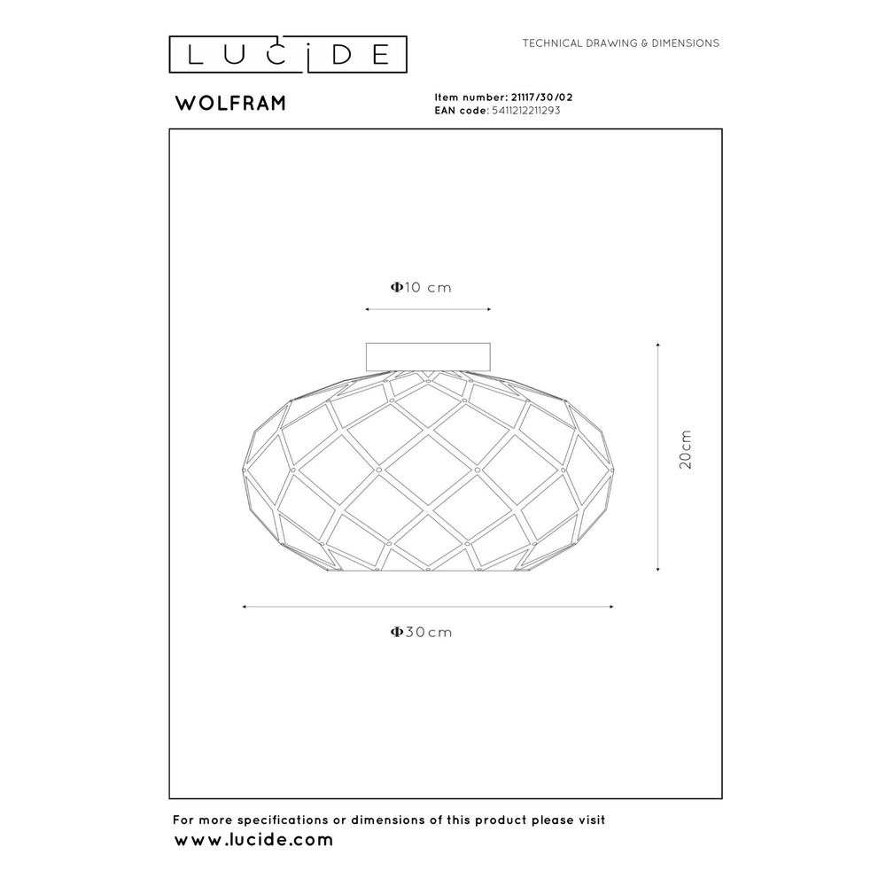 Lampe de plafond Wolfram Or Lucide 5411212211293