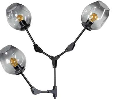 Lampadaire Lime 3 lumières noir avec verre fumé ETH 8720195300731