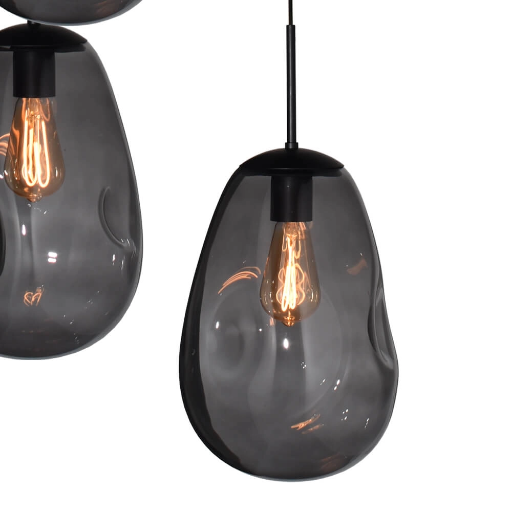 Lampe suspendue Vide Lava 5x verre à fumée Ø 22,5cm Masterlight 8718121286563