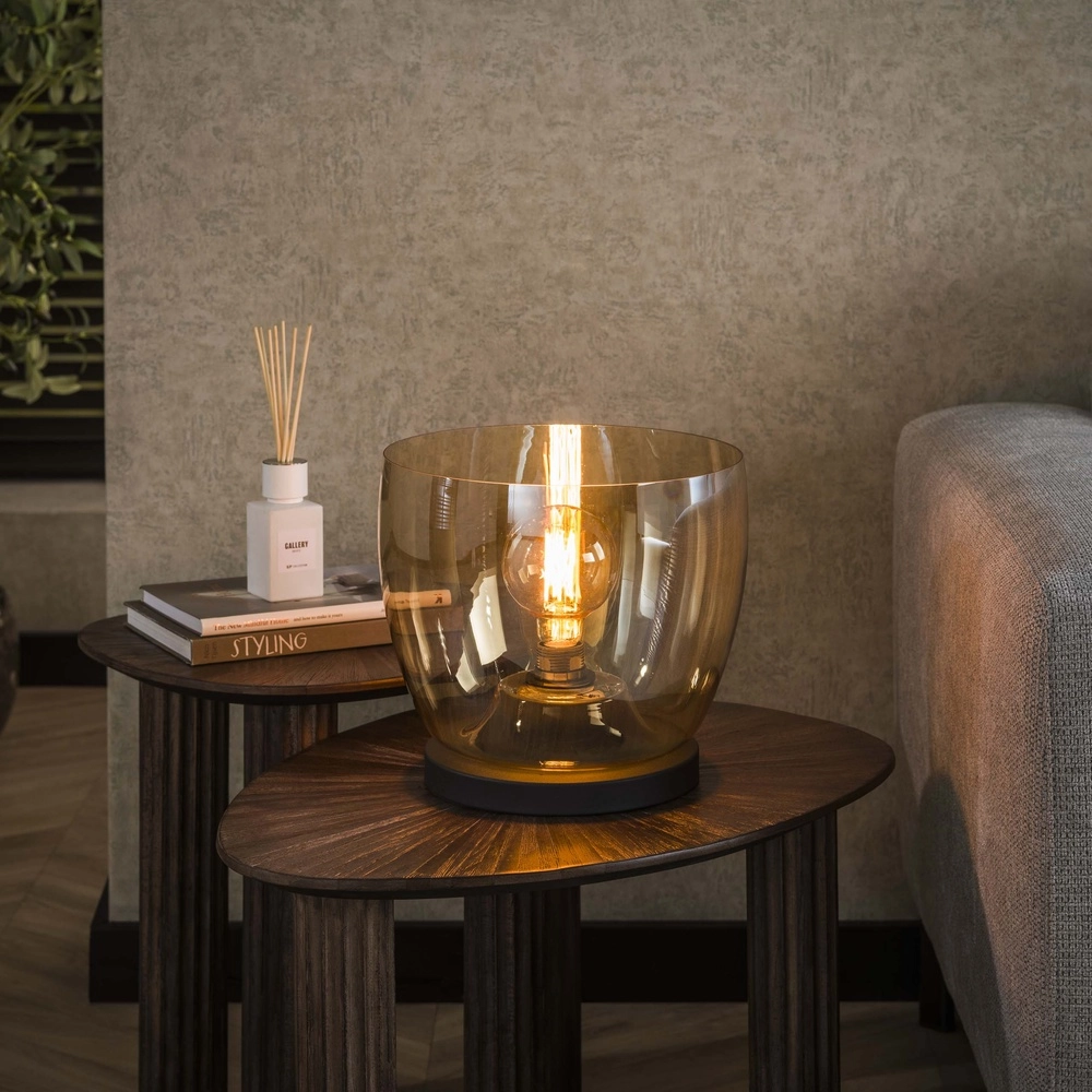Lampe sur pied en verre ambré UP Ø 29 cm - 27 cm de hauteur Lyora 8716803512580