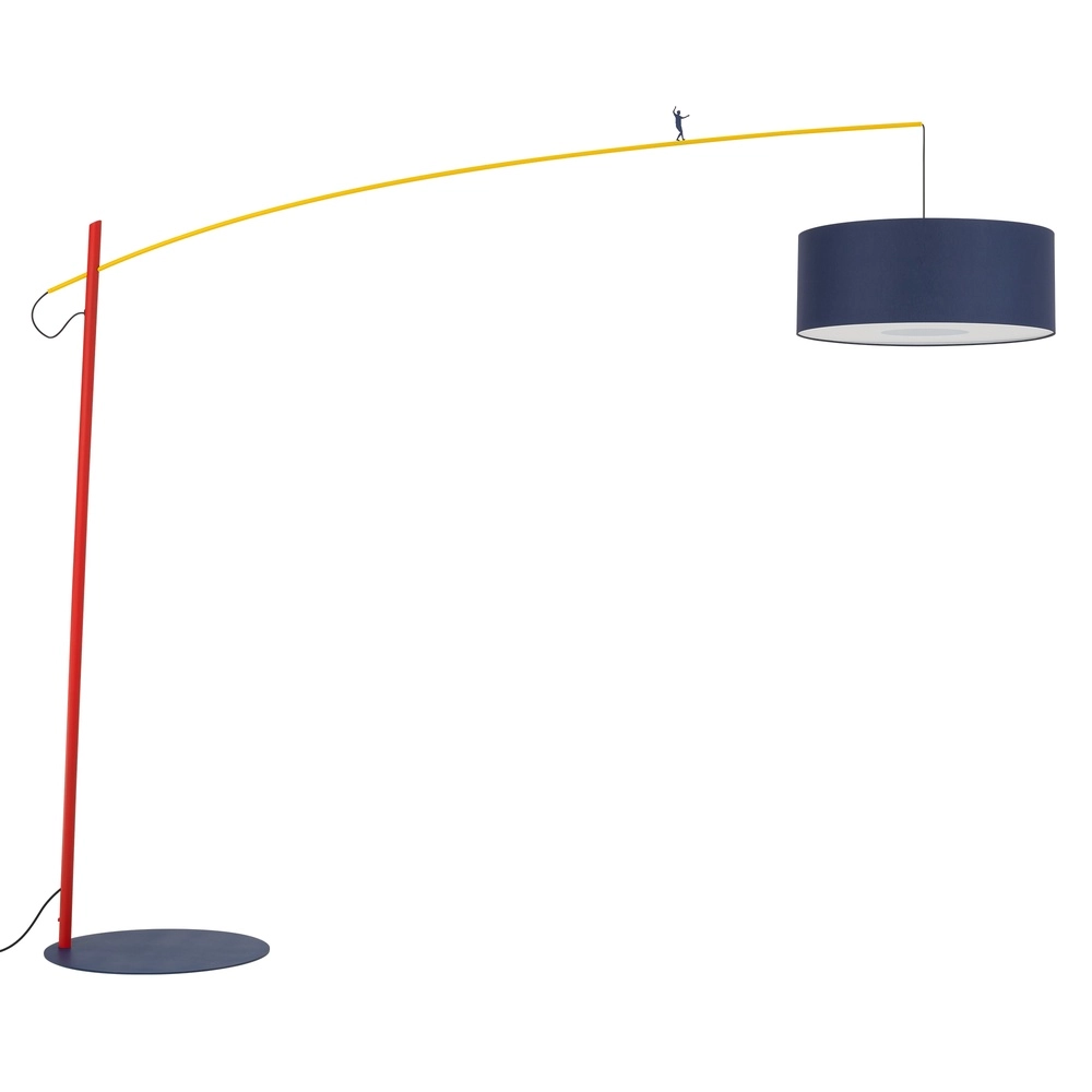 Lampe de pied Poise bleu avec rouge et jaune Ø 65 cm