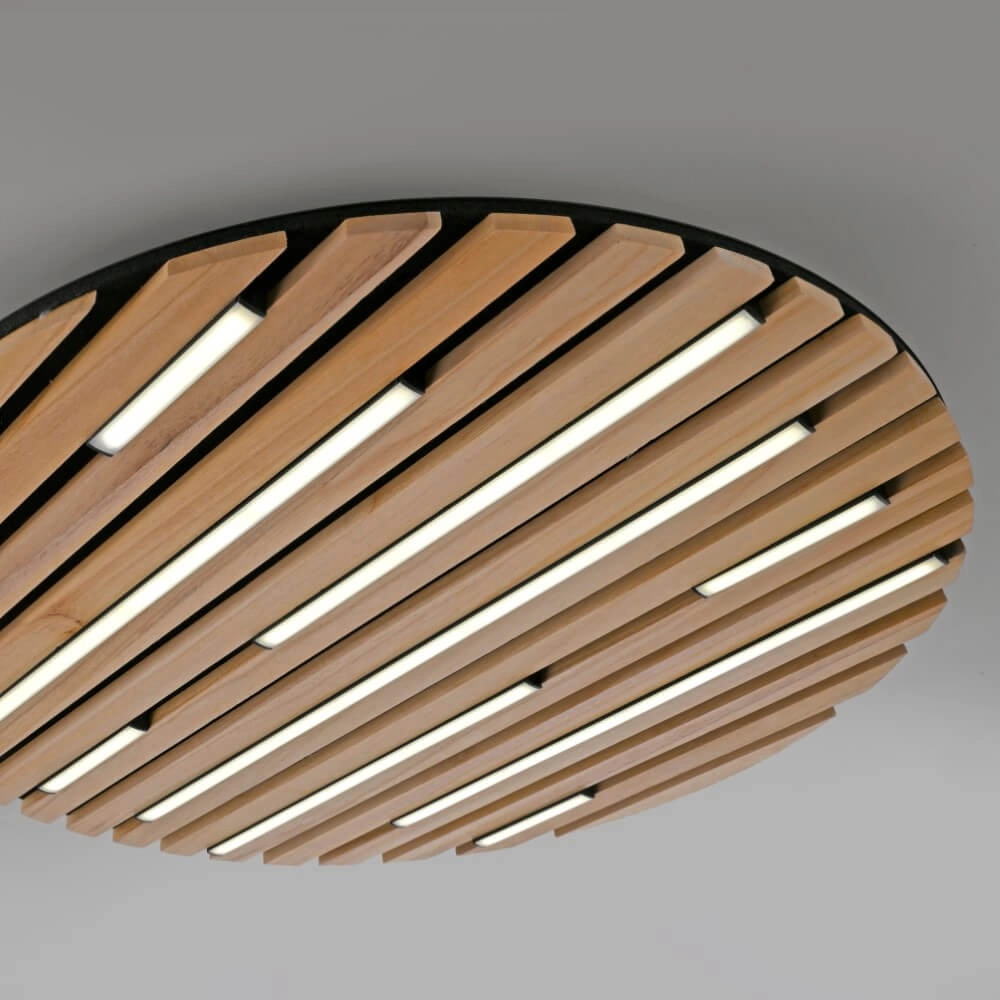 Plafonnier rond Q-Akustik Bois Ø 60cm Paul Neuhaus 4012248385364