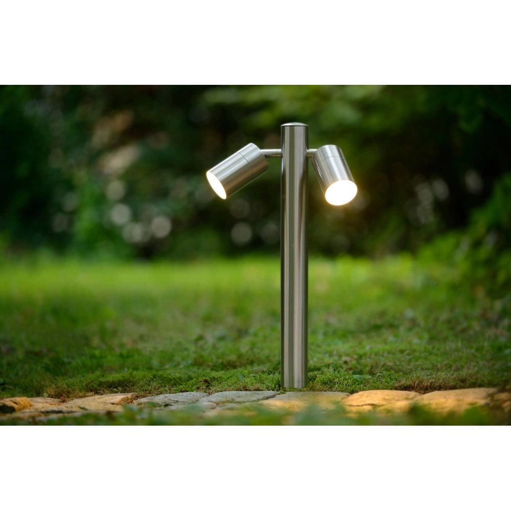 Lampe de jardin Arne-Led Chrome à deux lumières Lucide 5411212143839