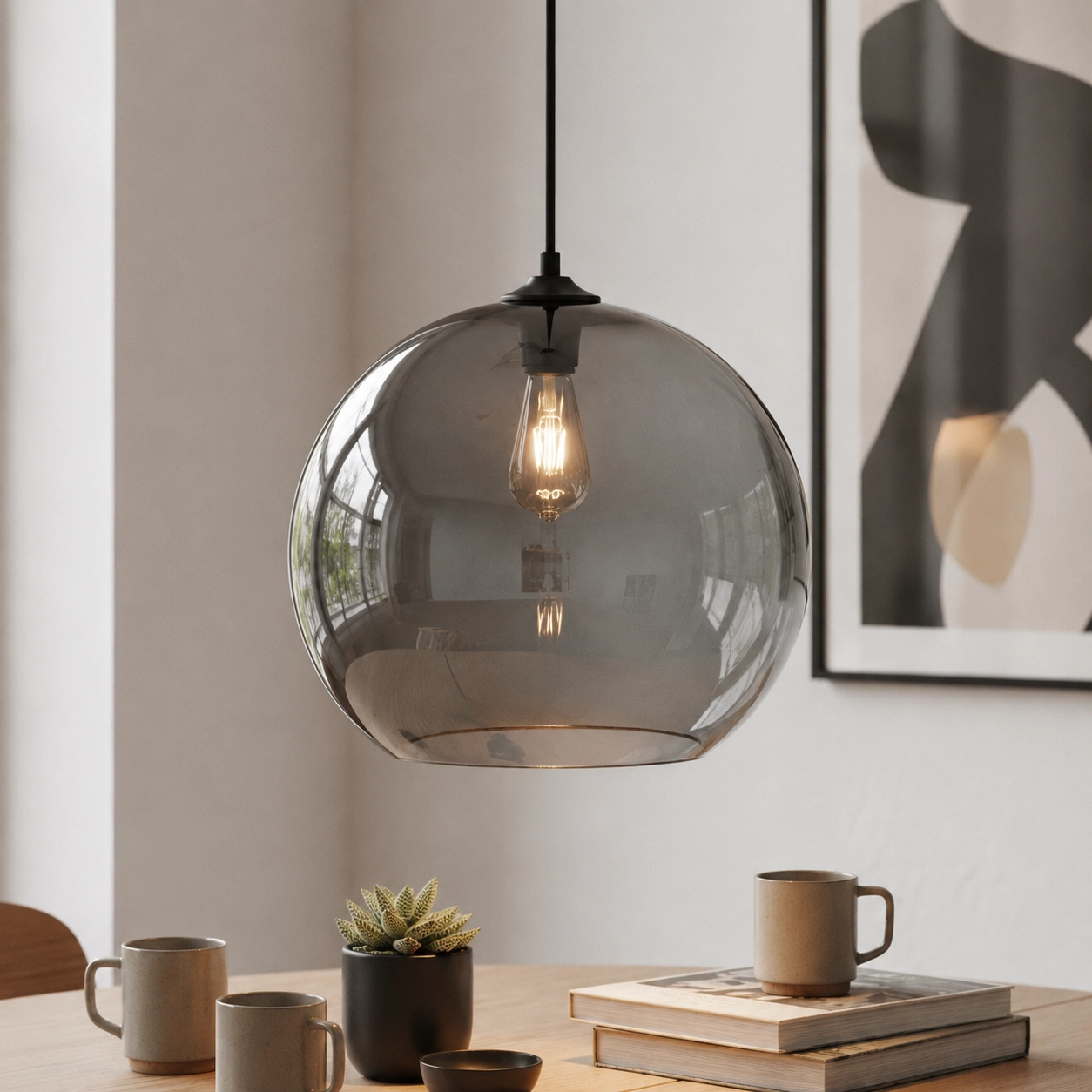 Plafonnier Marino verre gris Ø 40cm