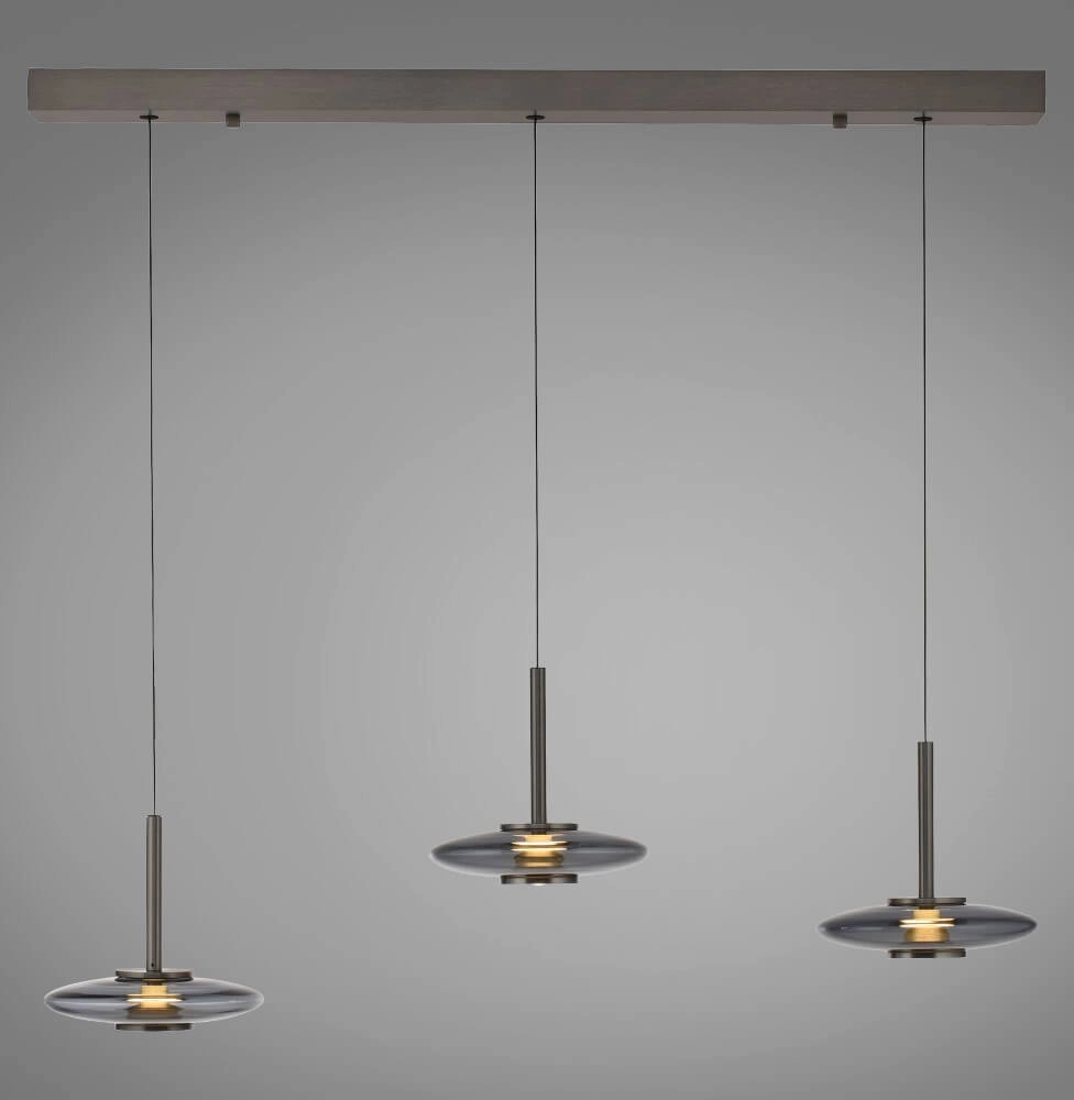 Lampe suspendue 3 lumières Pure Vitrum conception gris Paul Neuhaus 4012248382646