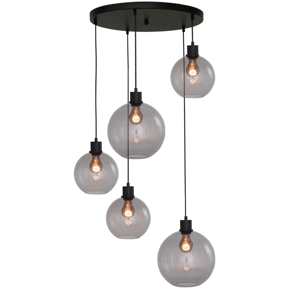 Lampe suspendue Vide Lazise 5 lumières noir