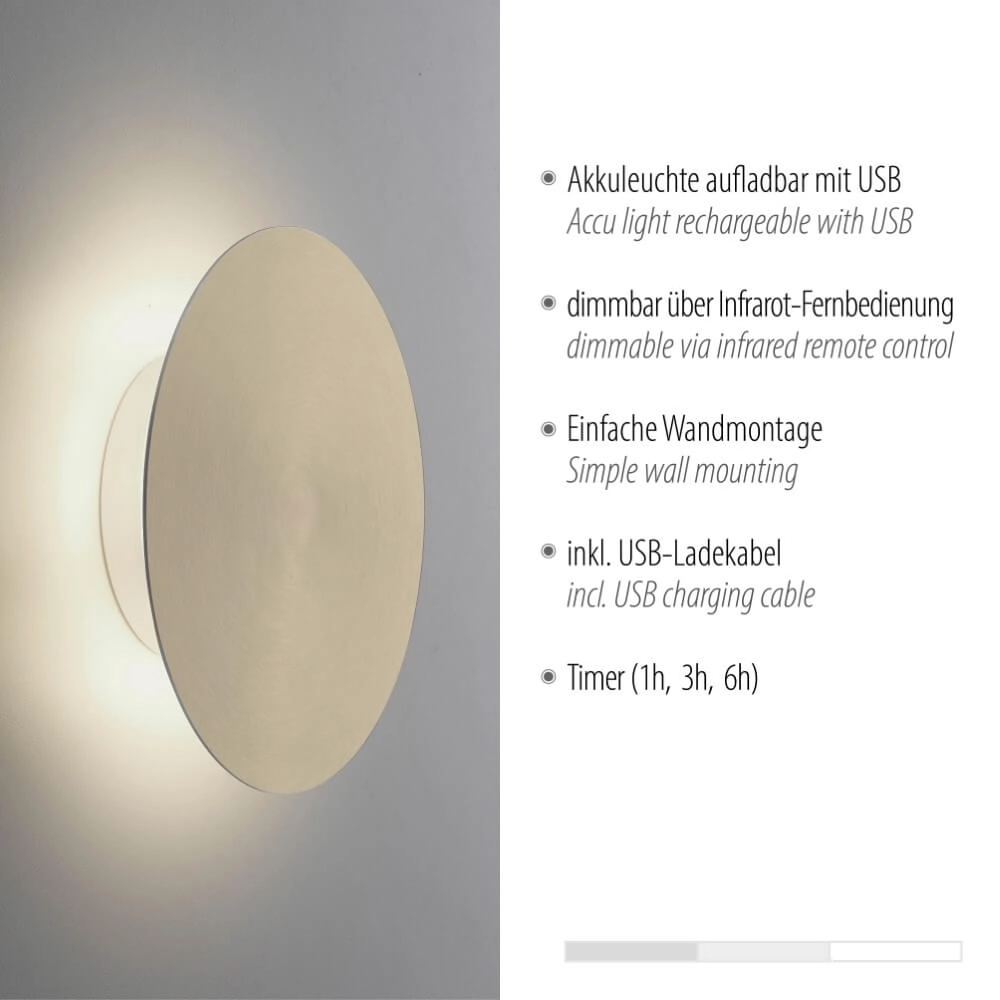 Applique design Akku Puntua Ø 18cm en laiton Paul Neuhaus 4012248372494