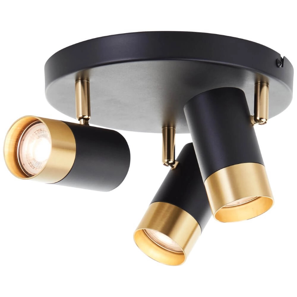 Spot en saillie 3 lumières Vigolo noir avec de l'or Brilliant 4004353441332