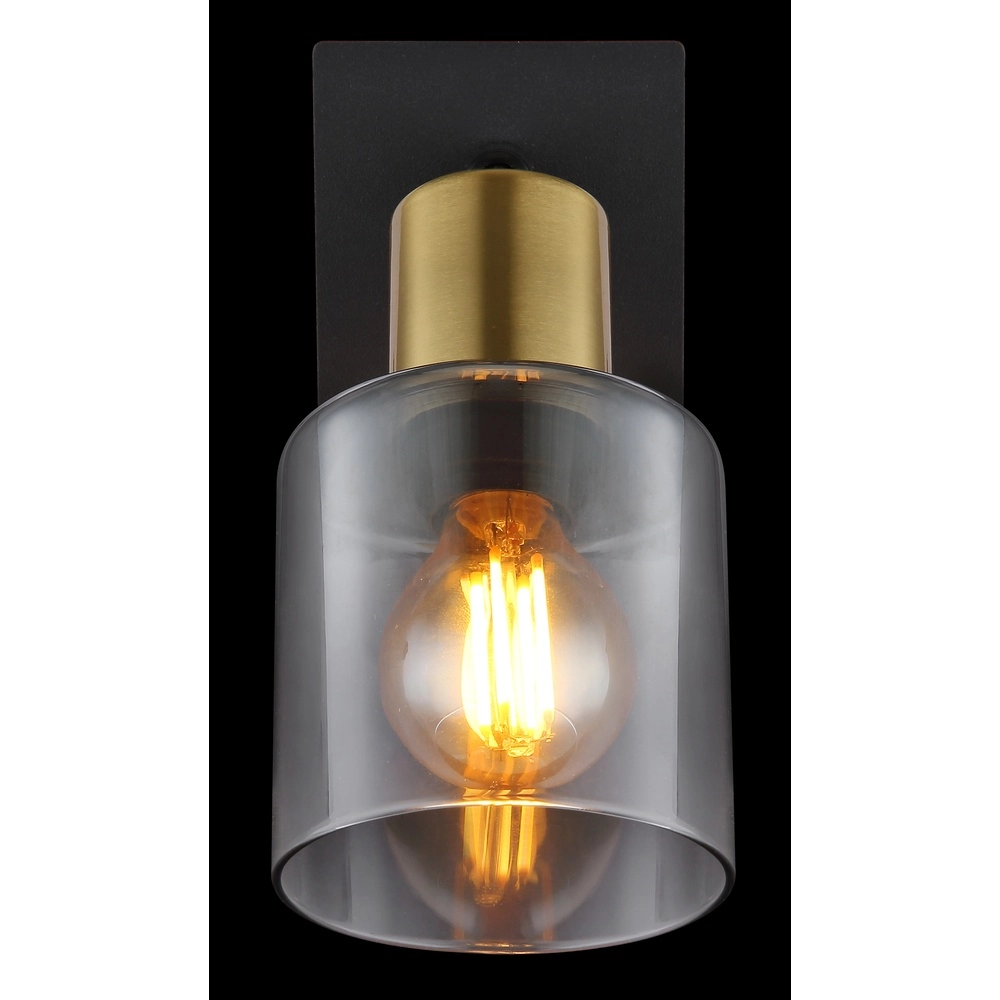 Lampe murale Hollsy noir avec verre fumé Globo 9007371457847