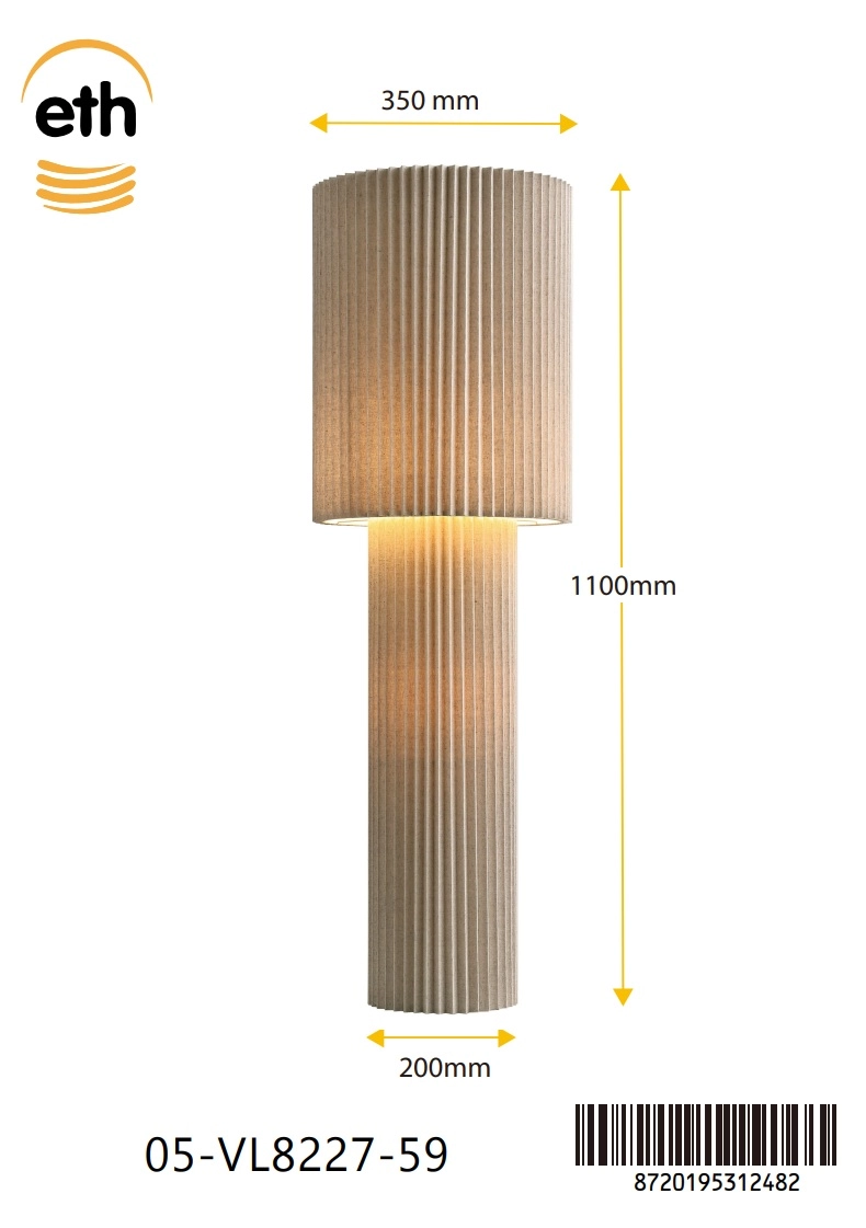 Lampe de pied en lin Renate 110 cm ETH 8720195312482