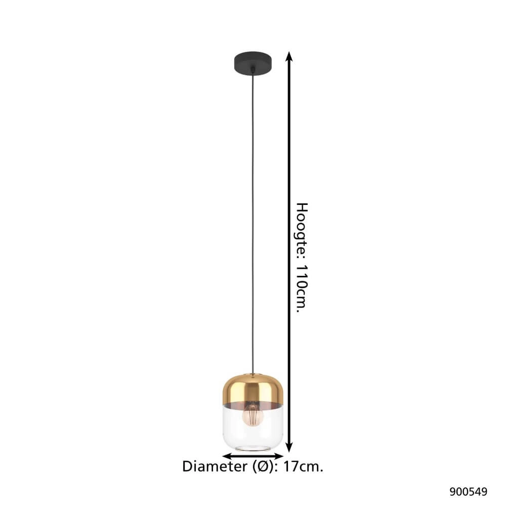 Lampe suspendue dorée Maryvilla avec abat-jour en verre Eglo 9008606244553