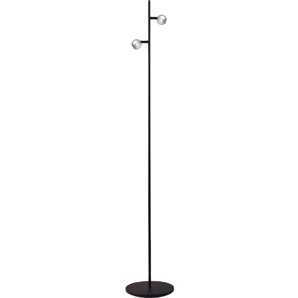 Lampe sur pied à deux lumières Talana noir avec du nickel