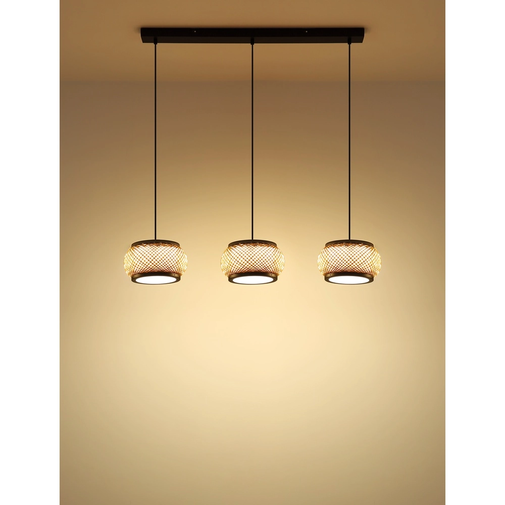 Lampe suspendue Bambora 3 lumières avec du bambou Globo 9007371566860